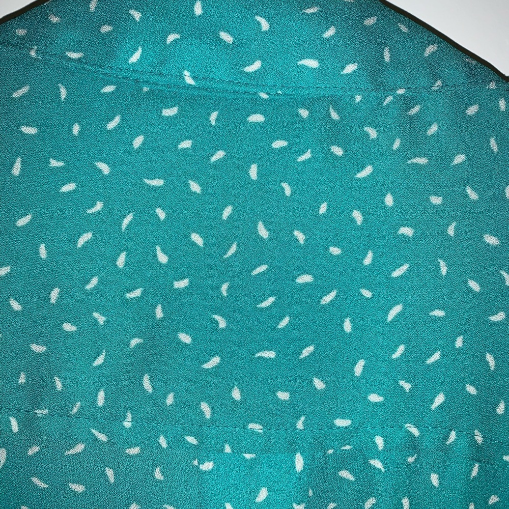 Medium Blue/Green with White Long Sleeve Blouse - Picture 8 of 8